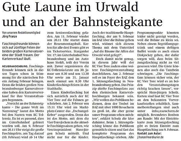 KC Tollensia im Blickfeld der Presse