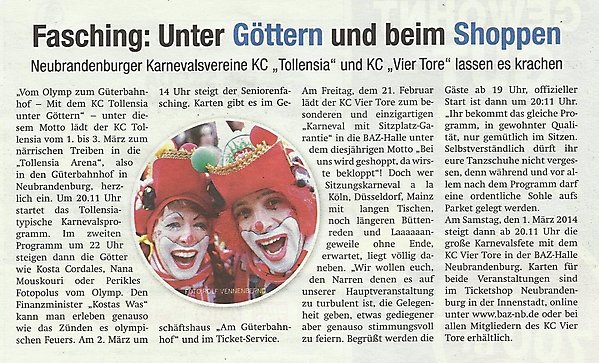 KC Tollensia im Blickfeld der Presse