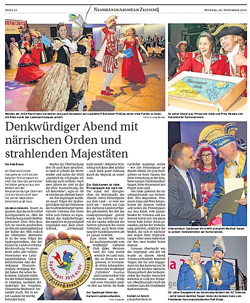KC Tollensia im Blickfeld der Presse