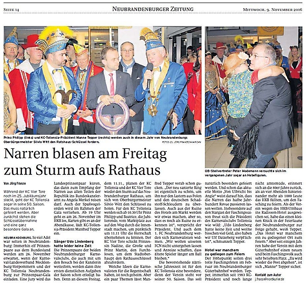 KC Tollensia im Blickfeld der Presse